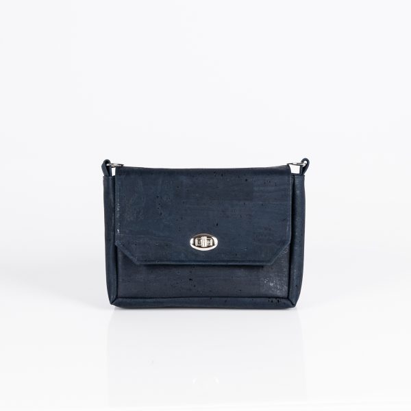 Handtasche Sally aus Korkstoff dunkelblau von Q.Linda Manufaktur Ansicht vorne