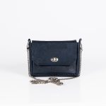 Handtasche Sally aus Korkstoff dunkelblau von Q.Linda Manufaktur Ansicht vorne Taschenkette