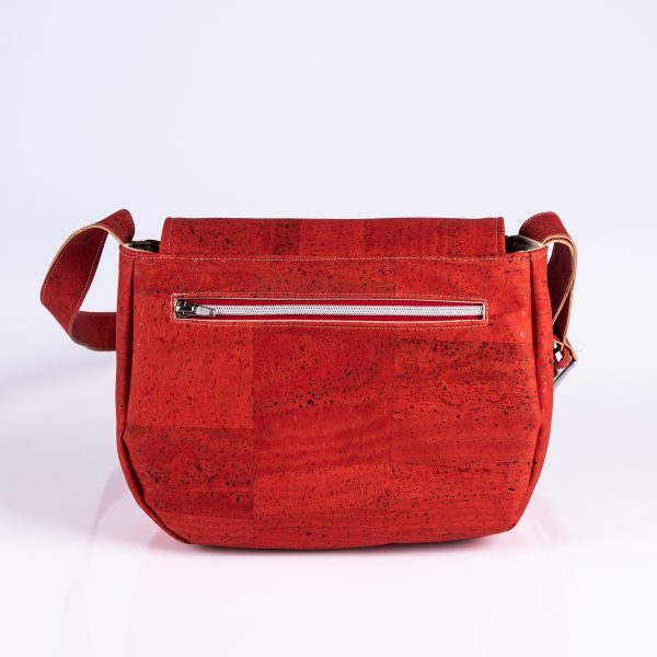 Tasche Elegance aus rotem Korkstoff von Q.Linda Manufaktur Rückansicht