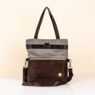 Carli 3 in 1 Tasche in Braun Meliert Braun. Handgefertigte Tasche von Q.Linda Manufaktur Ansicht vorne