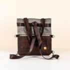 Carli 3 in 1 Tasche in Braun Meliert Braun. Handgefertigte Tasche von Q.Linda Manufaktur Ansicht Rucksack vorne